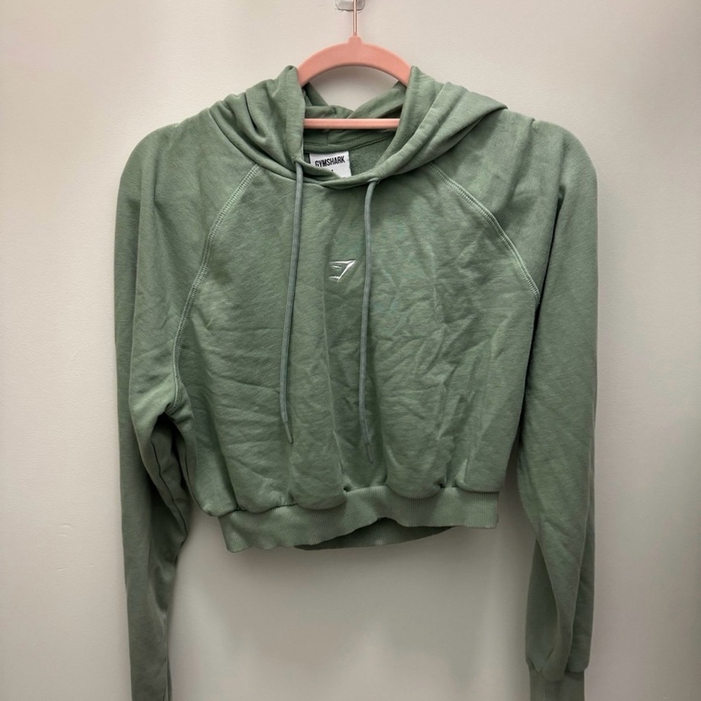 Gymshark Sage Green Women's Cropped Hoodie